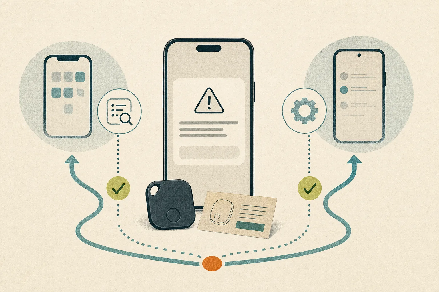 Illustration av en mobilvarning om en kompatibel okänd Bluetooth-tracker